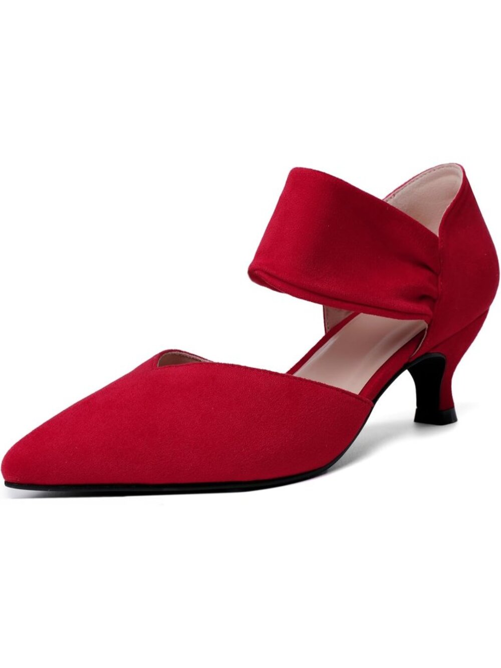 🎃Women's Red Suede Comfortable Pointed Toe Sexy Slip on Party Dressy Heel Shoes